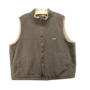 Wolverine Men's Full Zip Sherpa Lined Vest Brown XXL Cotton Twill